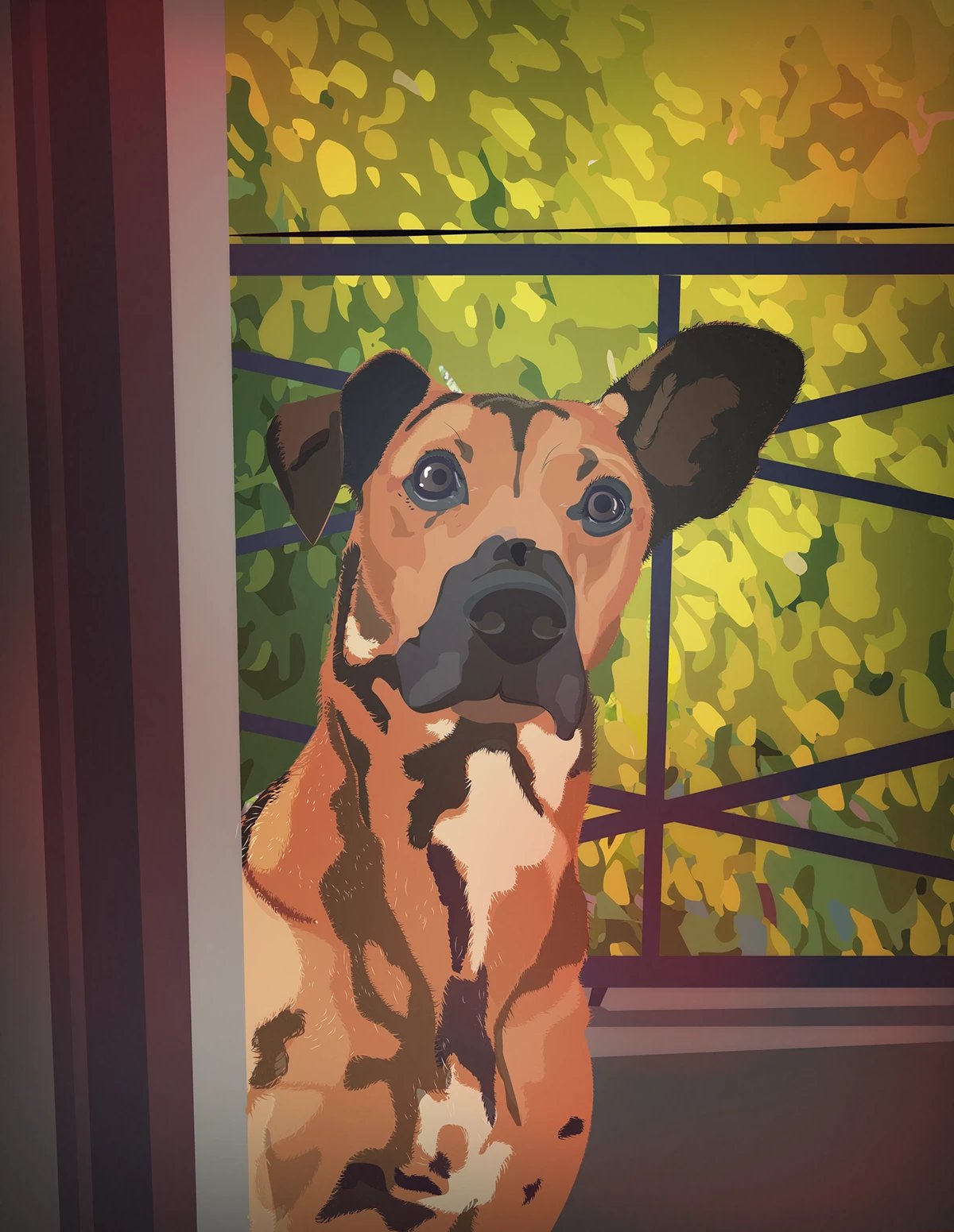 Retrato ilustrado de un perro