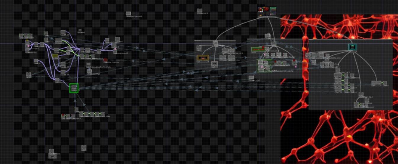 Red de TouchDesigner del sistema de control de Percepción Expandida con la IA activa