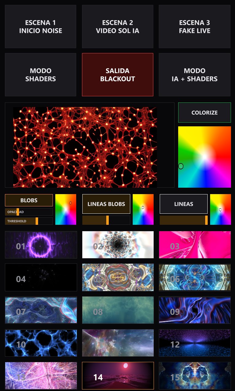 Escenas, modos, colorize, capas de tracking y grilla de 15 shaders