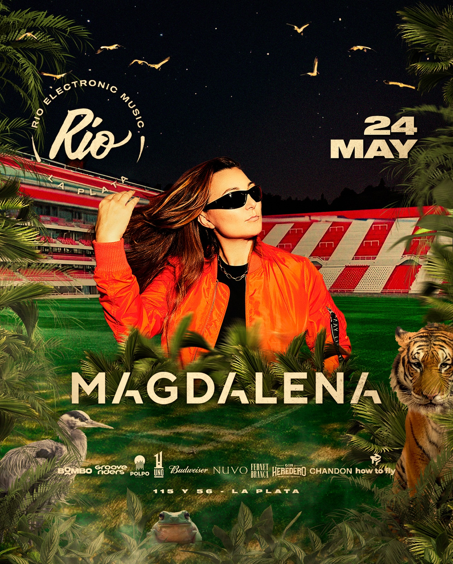 Flyer oficial: Magdalena, Rio Electronic Music, 24 de mayo de 2024, Estadio UNO