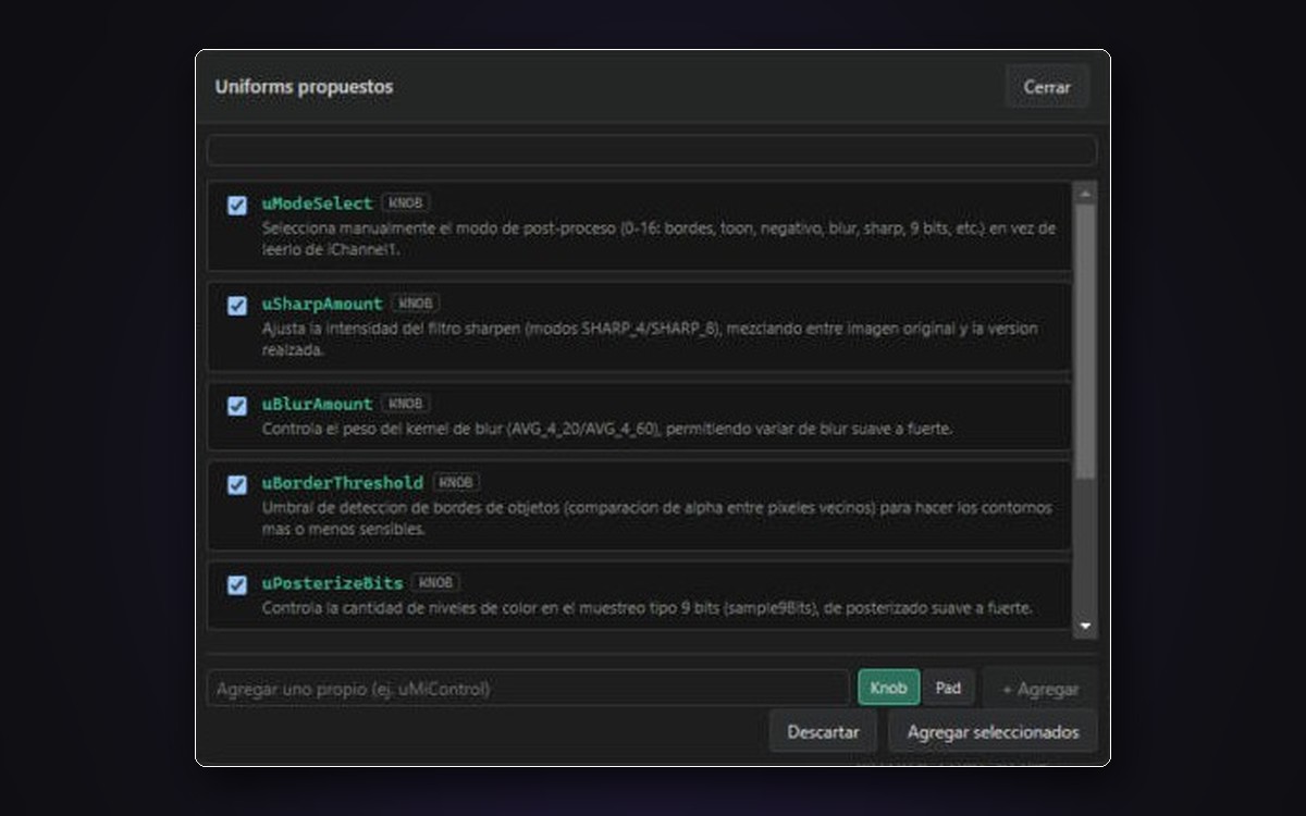 Controles propuestos por la IA con su descripción