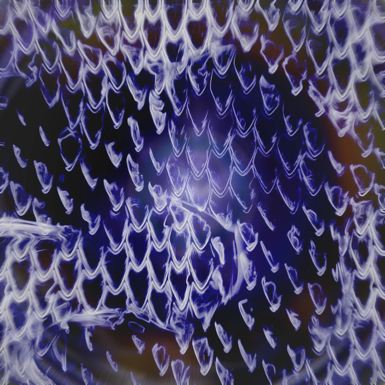 Salida real de la prueba con la textura violeta de escamas y procesamiento de reflejos